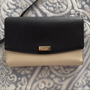 Kate Spade Black and Cream Crossbody Bag with Gold Hardware